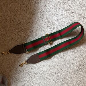 GUCCI Green and Red Stripe Bag Strap